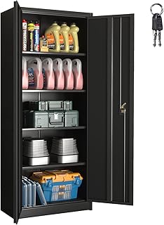 Sponsored Ad - Metal Storage Cabinet with Doors and 4 Adjustable Shelves, 72" Large Capacity Lockable Garage Cabinet, Util...