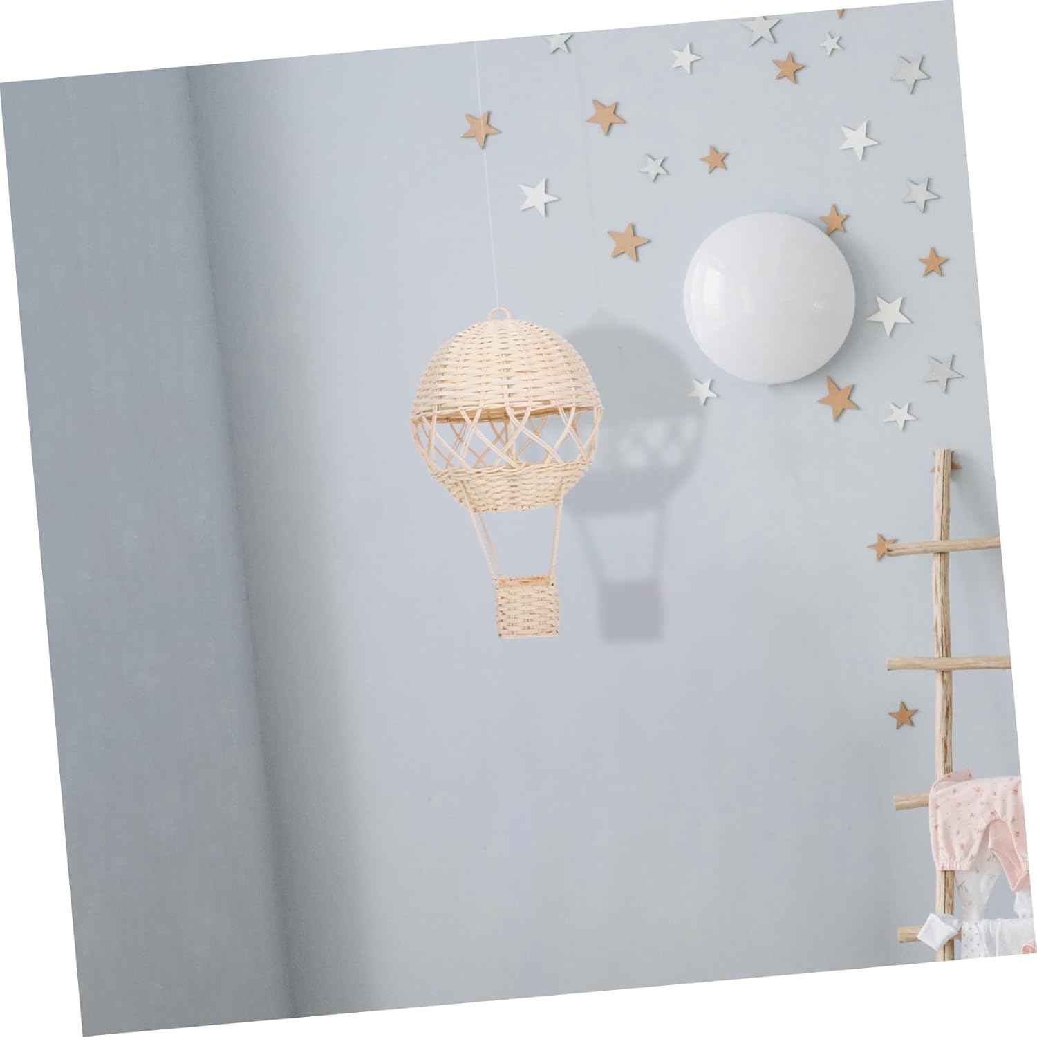 BESTOYARD Rustic Rattan Hot Air Balloon Lamp Shade Handwoven Wicker Wall Art Decor for Boy Girl Rooms Unique Natural Wicker Design Versatile Light Fixture Photo Prop for Nursery Decor