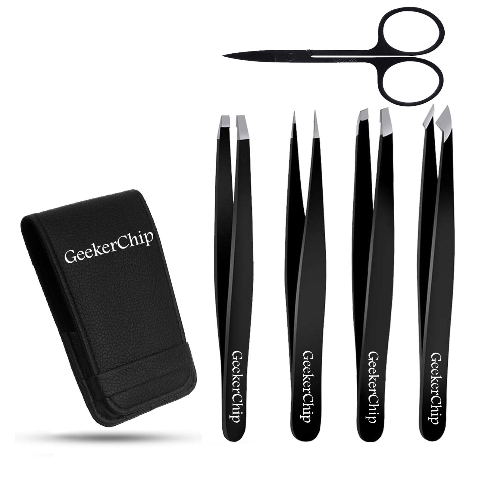 GeekerChip5 x Professional Stainless Steel Eyebrow Tweezers, Ideal for Facial Hair Removal, for Your Daily Beauty Routine