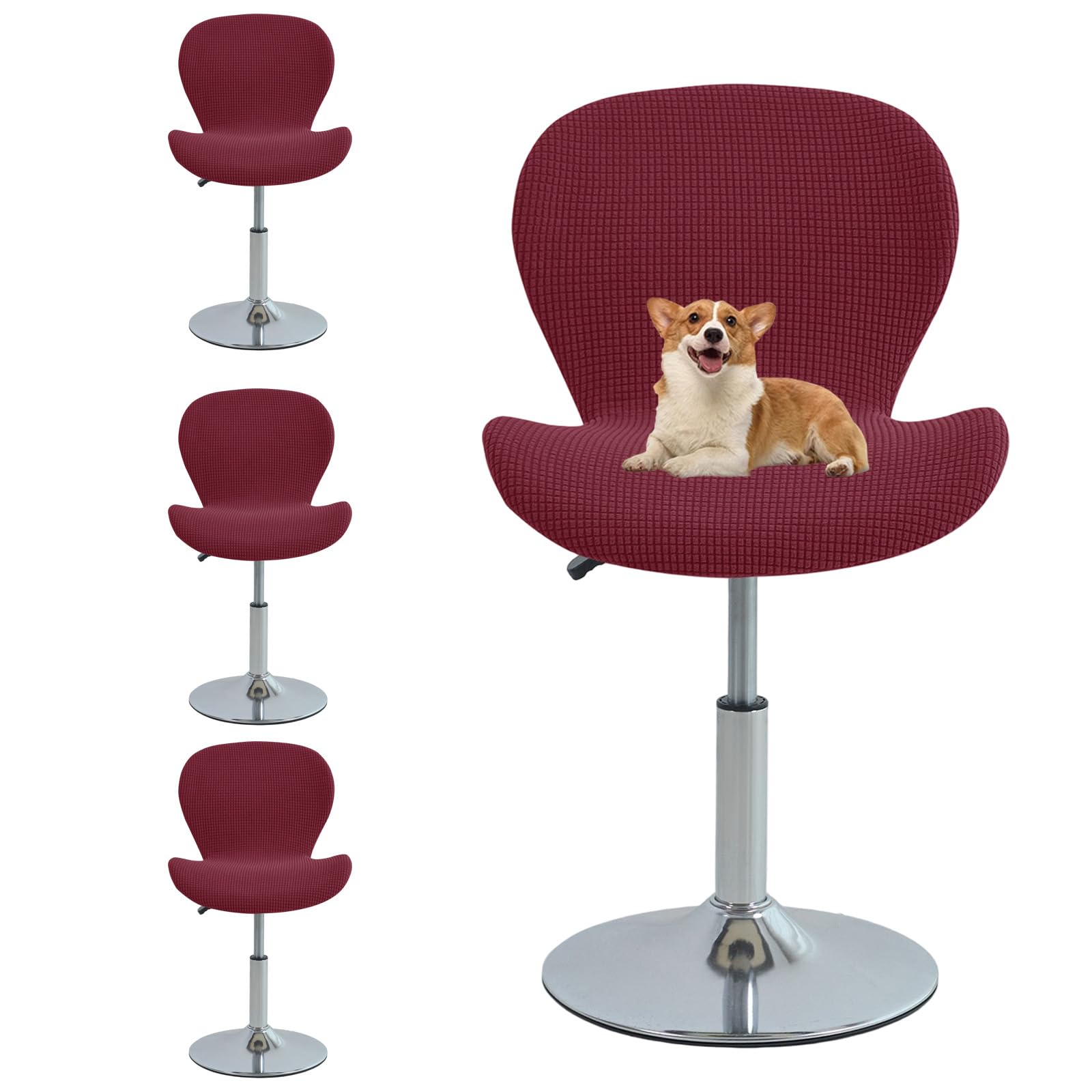 GUYIRT Curved Back Bar Stool Chair Covers, Stretch Fit (burgundy,set of 4)