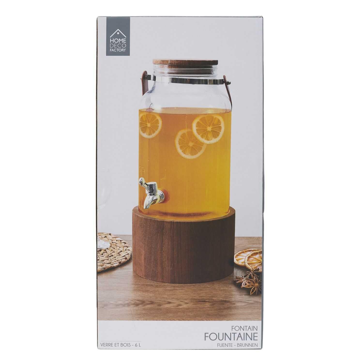 COOK CONCEPT Fontana per Bevande 6 Litri con Supporto in Legno e Manico