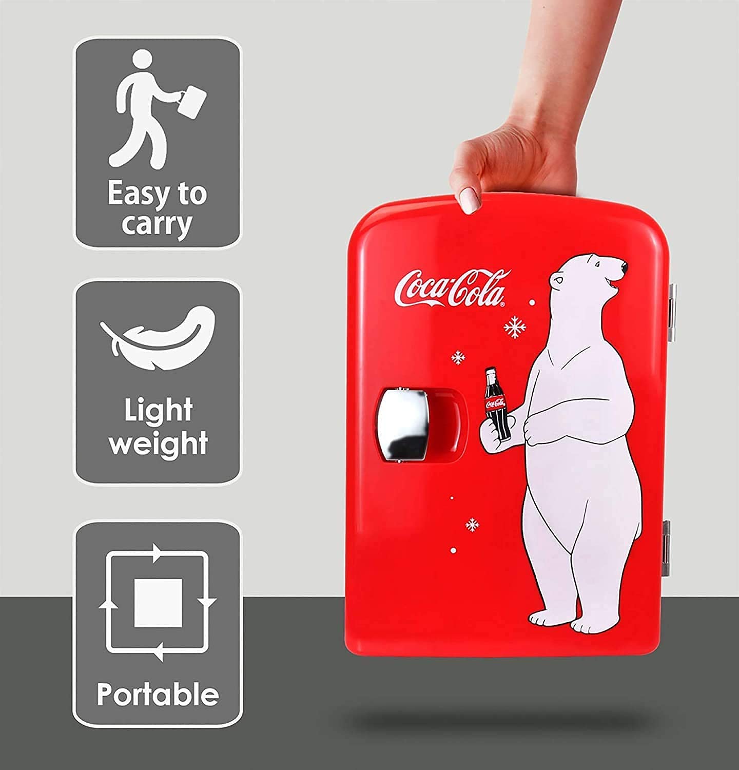 CocaCola Mini Fridge for Bedroom, Portable Cooler & Warmer 4 L/ 6