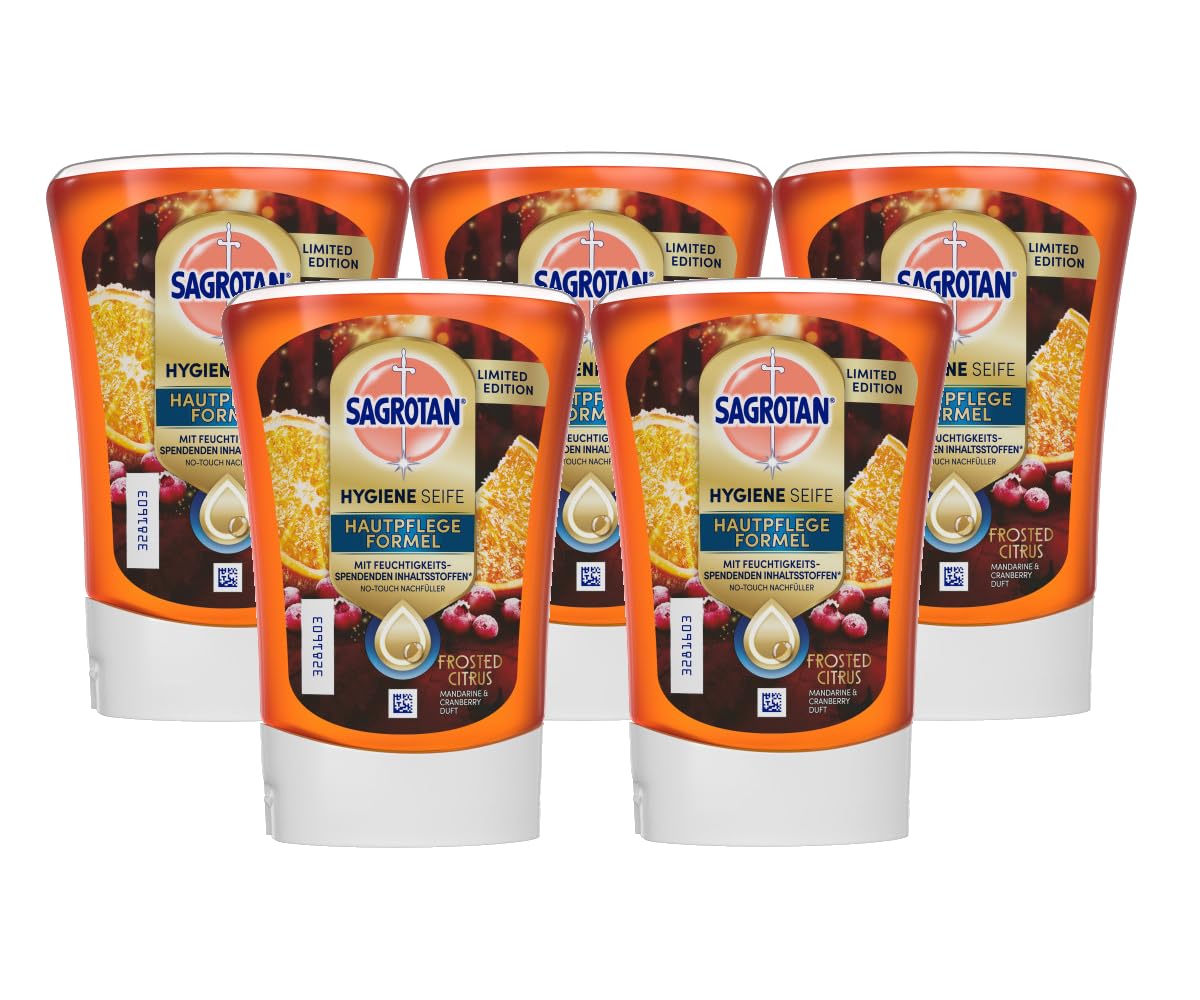 Sagrotan Higieniczne mydło do pielęgnacji skóry, formuła Frosted Citrus, edycja limitowana, 5 x 250 ml
