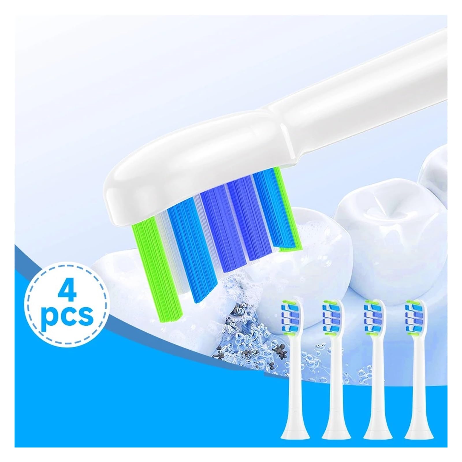 4PCS Zahnbürstenköpfe für Erwachsene, kompatibel mit Philips | Ersatzbürstenköpfe aus Kunststoff für die tägliche Mundpflege von Erwachsenen(20HB60C)