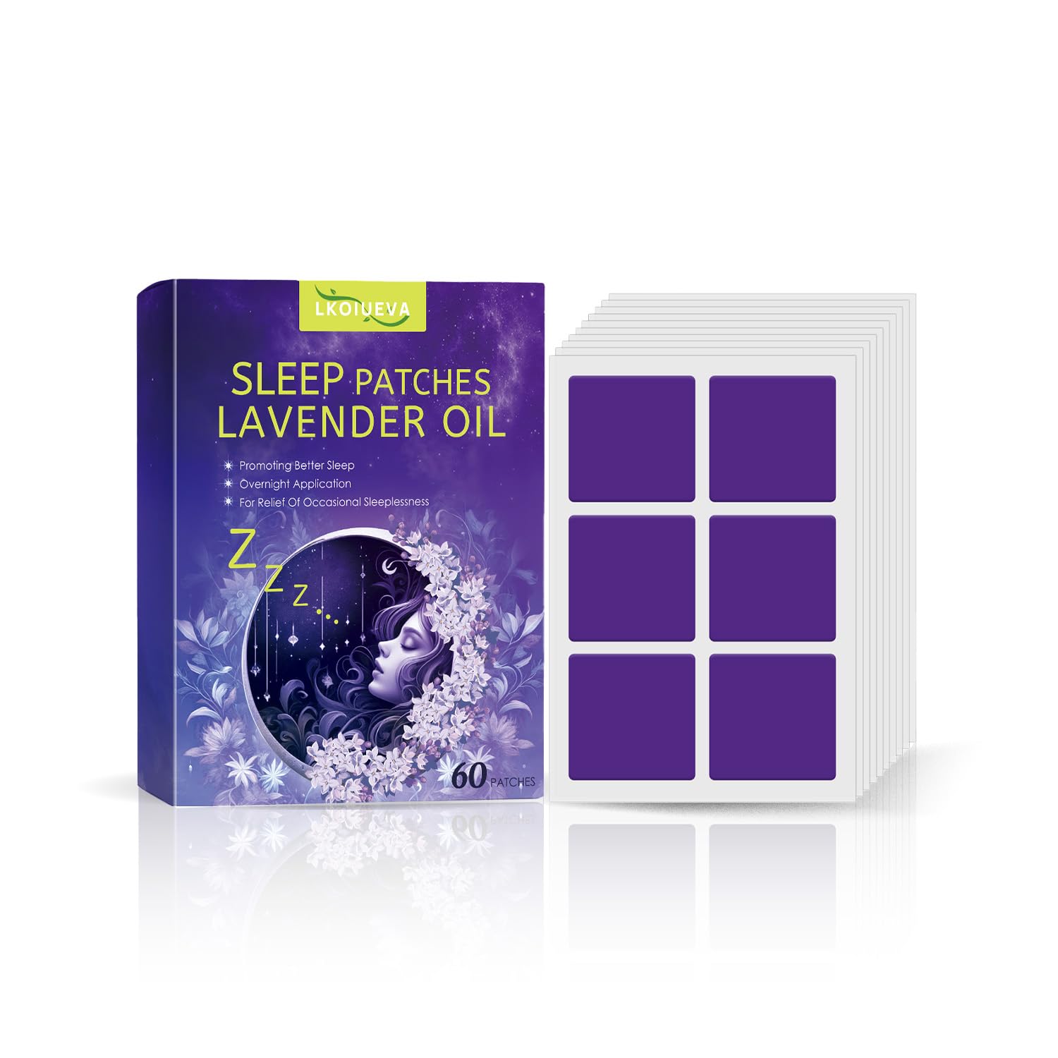 60 Sleep Patches for Adults Extra Strength, Natural Ingredients, Skin-Friendly & Easy to Apply, Apply Before Sleeping Patche for Women and Men (XL, Lavender Purple)