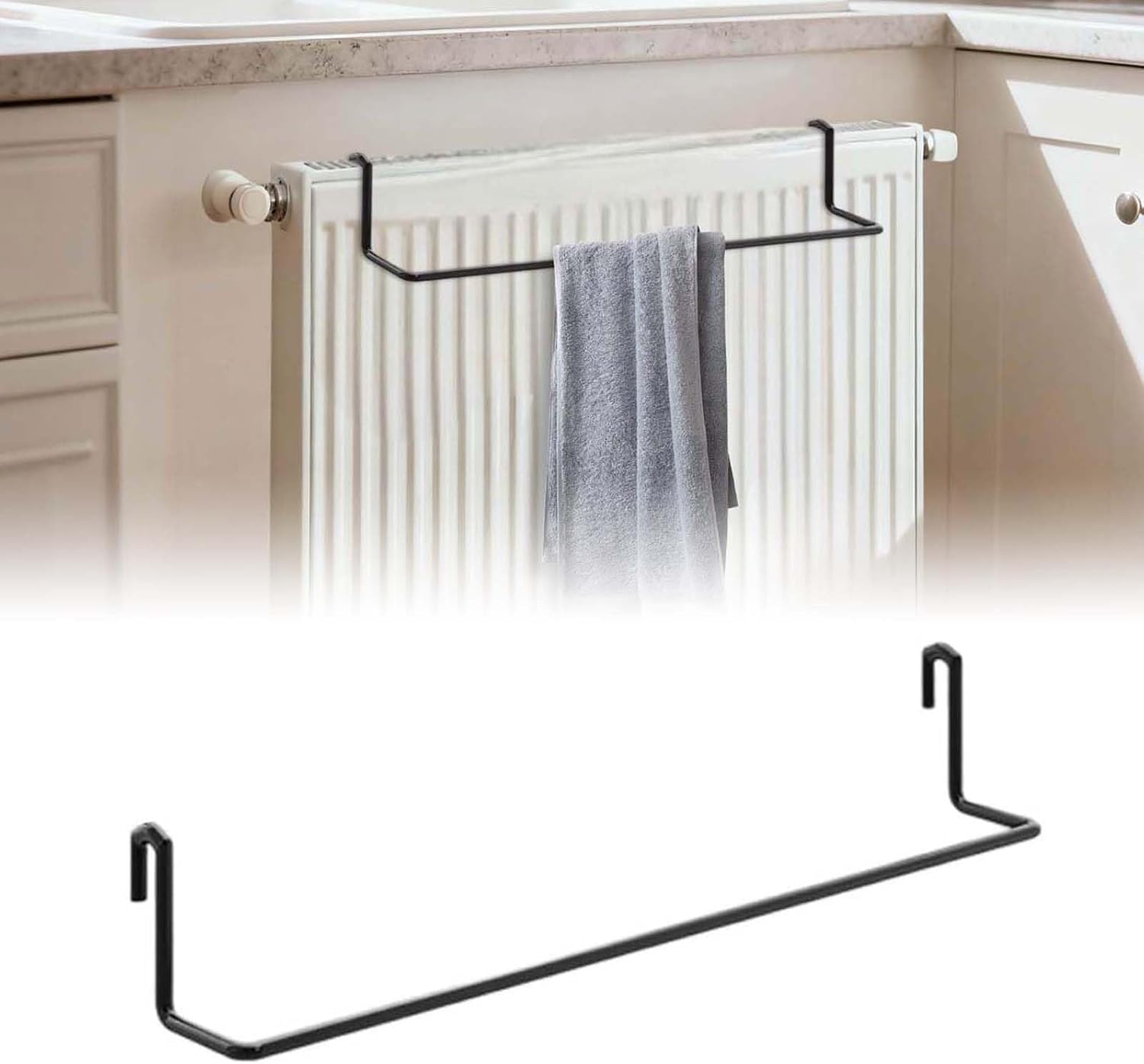 Towel Rail For Radiator with Modern Design, Perfect for Drying and Heating Towels Seamlessly (Black)