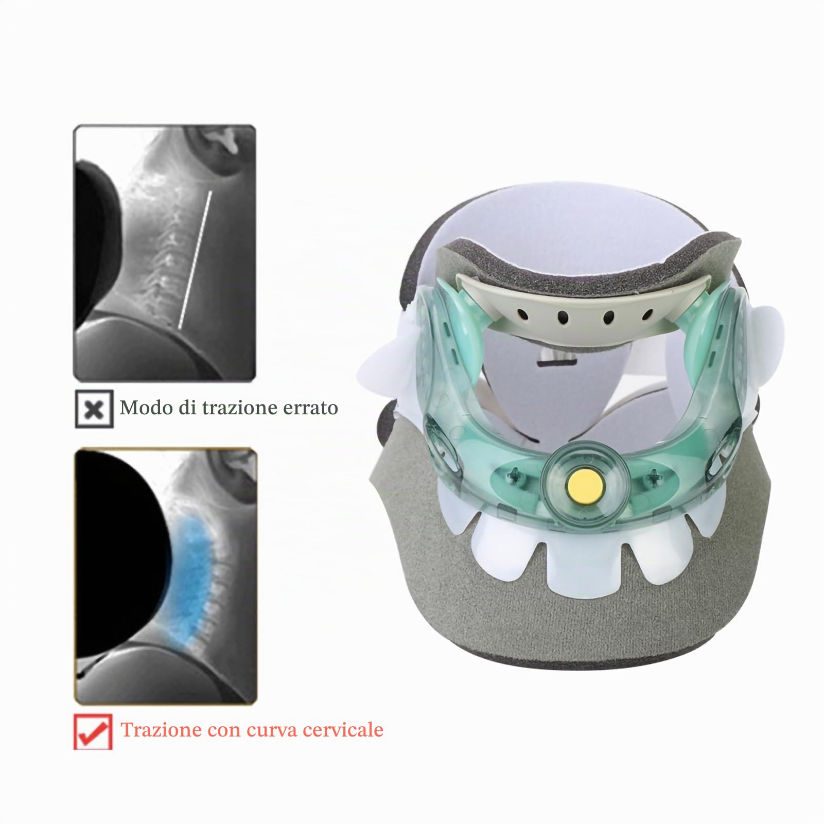 Collare Cervicale, Dispositivo di Trazione Cervicale Regolabile Neck Corrector Strumento per Recuperare la Cura del Collo del Collare Rivivere il Dolore al Collo