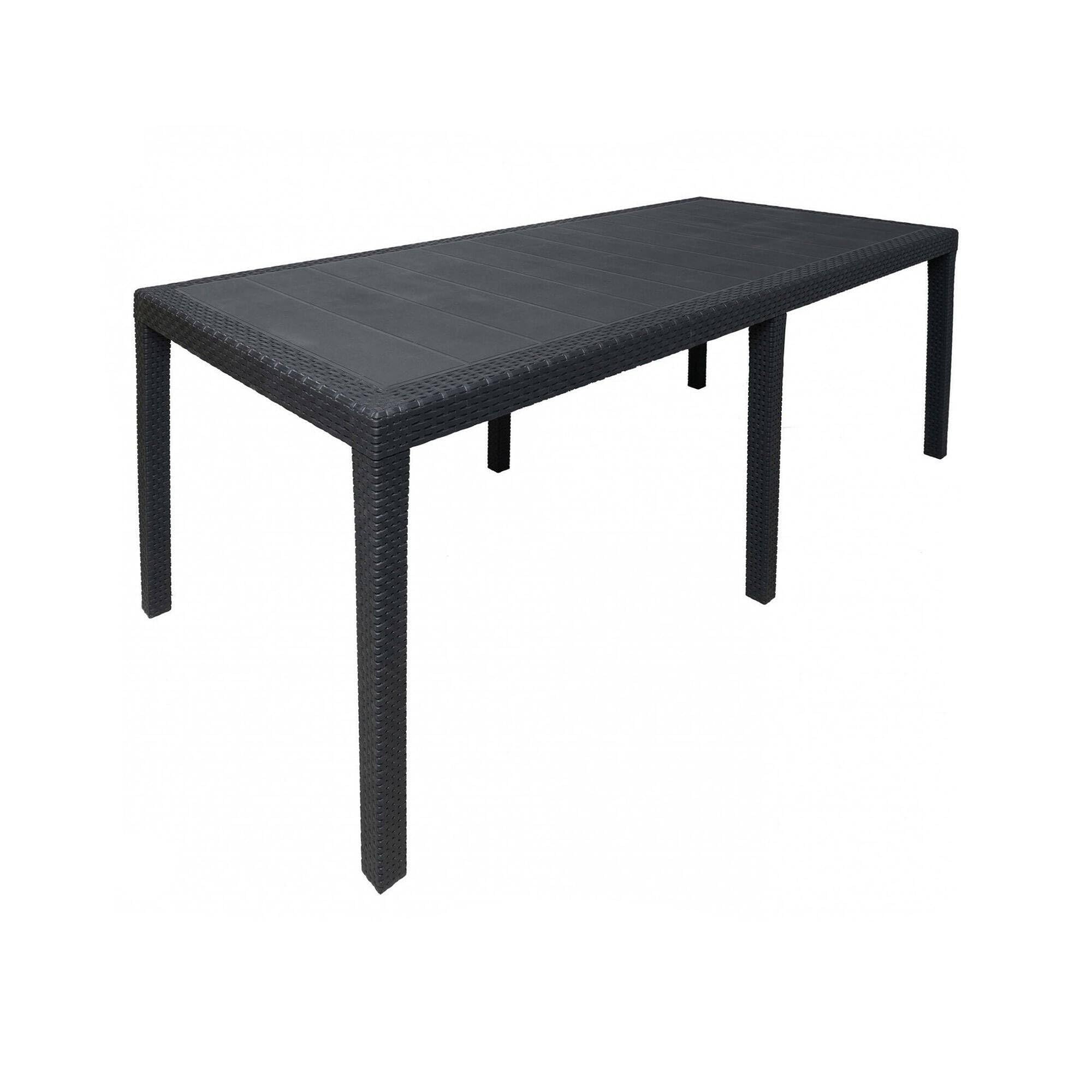 Dmora - Außentisch Roma, ausziehbares rechteckiges Esszimmerregal, ausziehbarer Gartentisch mit Rattan-Effekt, 100 % Made in Italy, 150/220 x 90 x 72 cm, Anthrazit