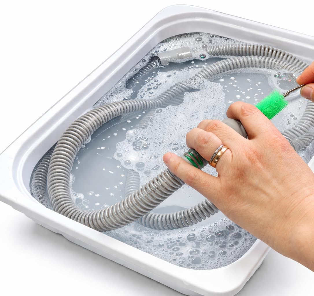 AVEEN CPAP & BiPAP Reinigungsset, CPAP Schlauchreinigungsbürste mit faltbarer Waschschüssel und Schlauch-Trocknungshaken, Zubehör für CPAP Schläuche und Masken
