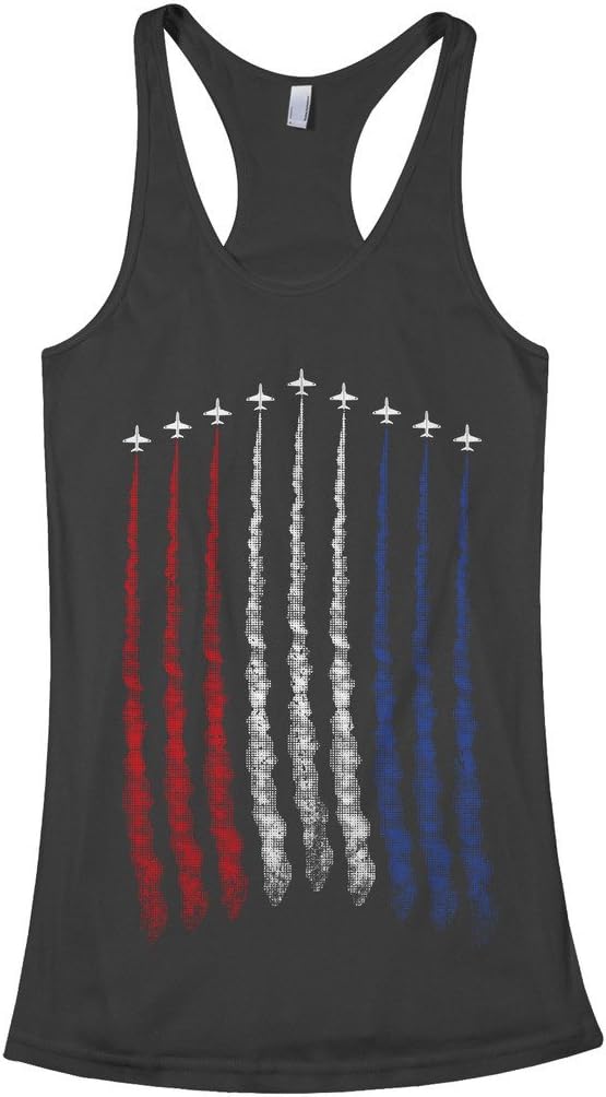 Threadrock Women's Red White Blue Air Force Flyover Racerback Tank Top