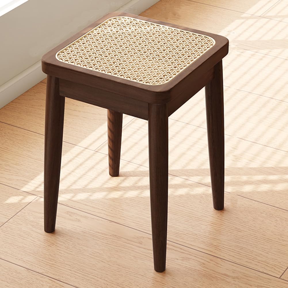 Amazon.co.jp: Erinotto スツール ラタン 四角 ラタンスツール 木製