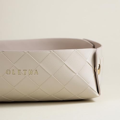 Miniatura 9 de OLETHA Plato estético pequeño para joyería, pequeño soporte plegable para anillos, diseño de celosía, marfil