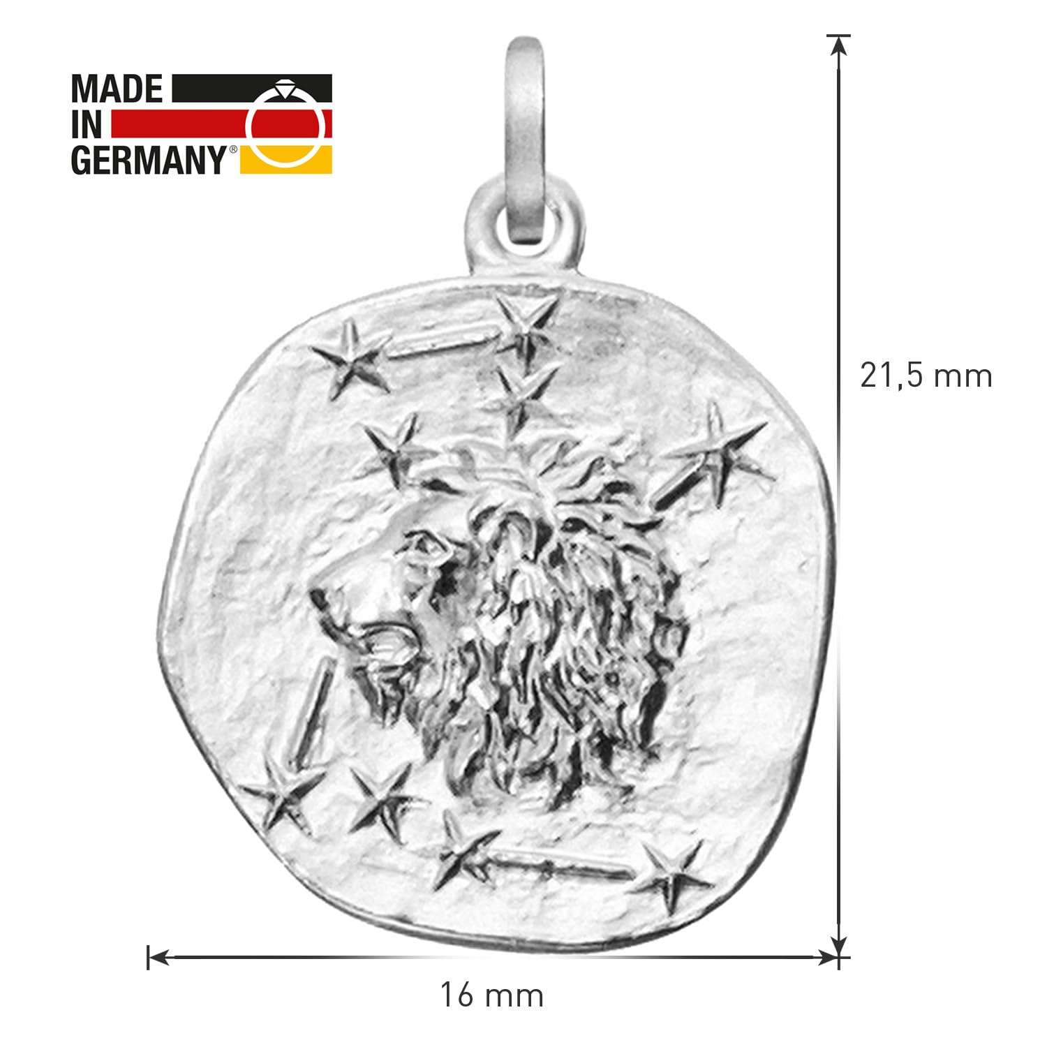 trendor Sternzeichen Löwe 925 Silber Anhänger Ø 16 mm 21218-08 | wunderschönes Schmuckstück für Damen und Herren, elegante Geschenkidee
