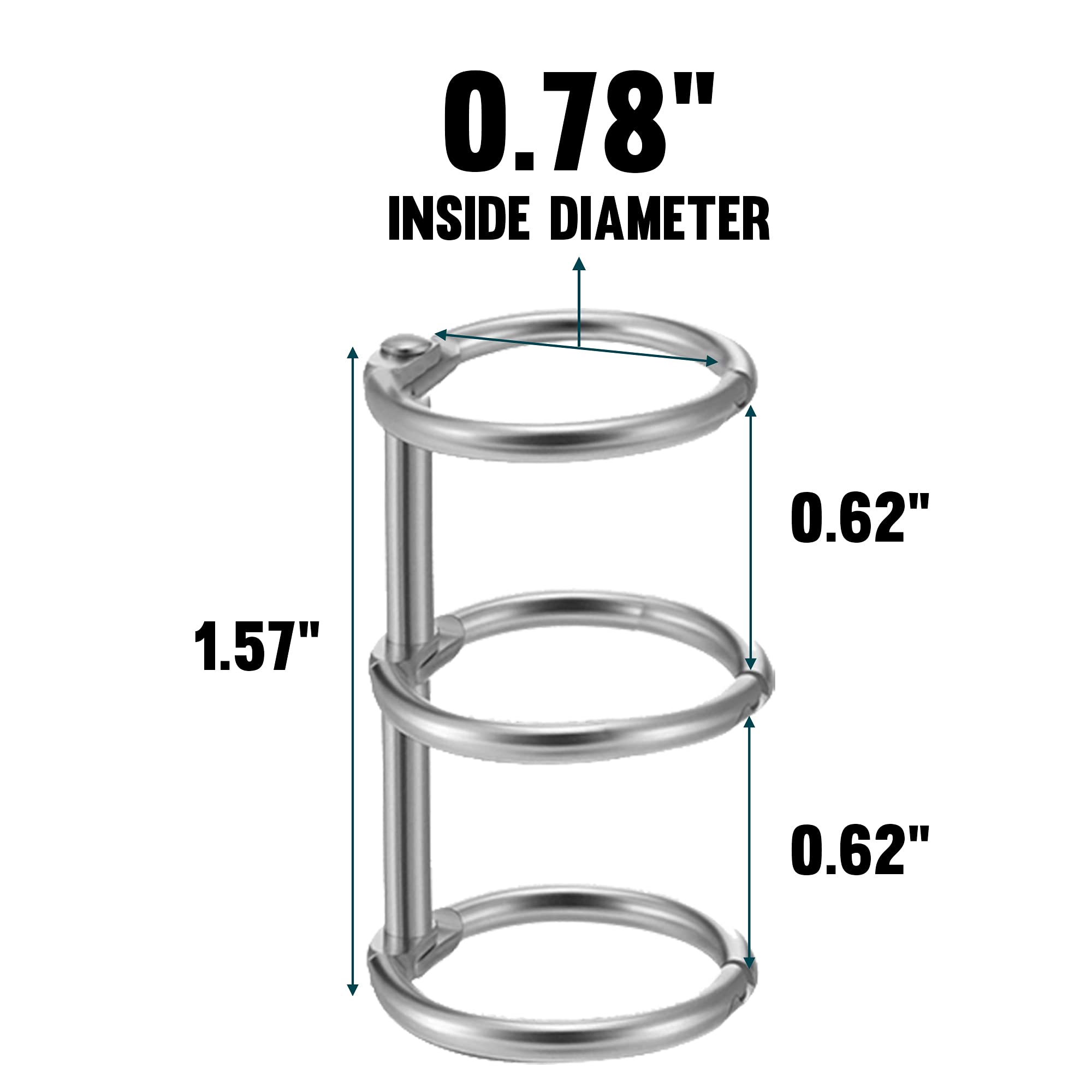 20-Pack 3-Ring Metal Loose Leaf Binders Book Rings,20mm Inner Diameter,Perfect For DIY Travel Journals Photo Albums Document Binding Craft Projects Durab