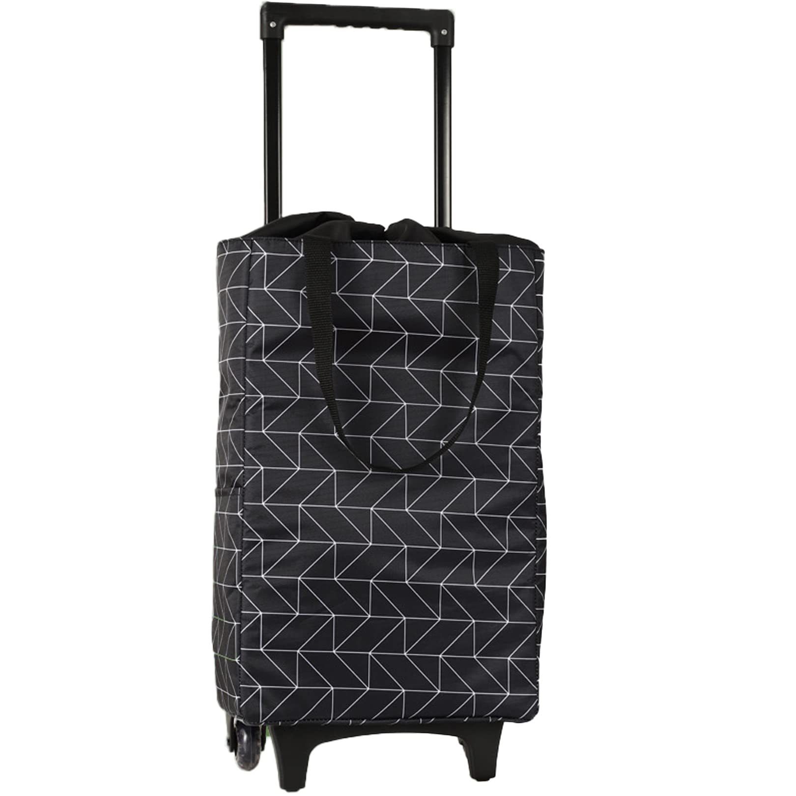 HUAPING Foldaway Shopping Bags with Wheels, Hand Trolley for Shopping, Collapsible Trolley Bag on Wheels for Women, Reusable Multi-Function Shopping Travel Tote Bag(C, Double Layer + Drawstring)