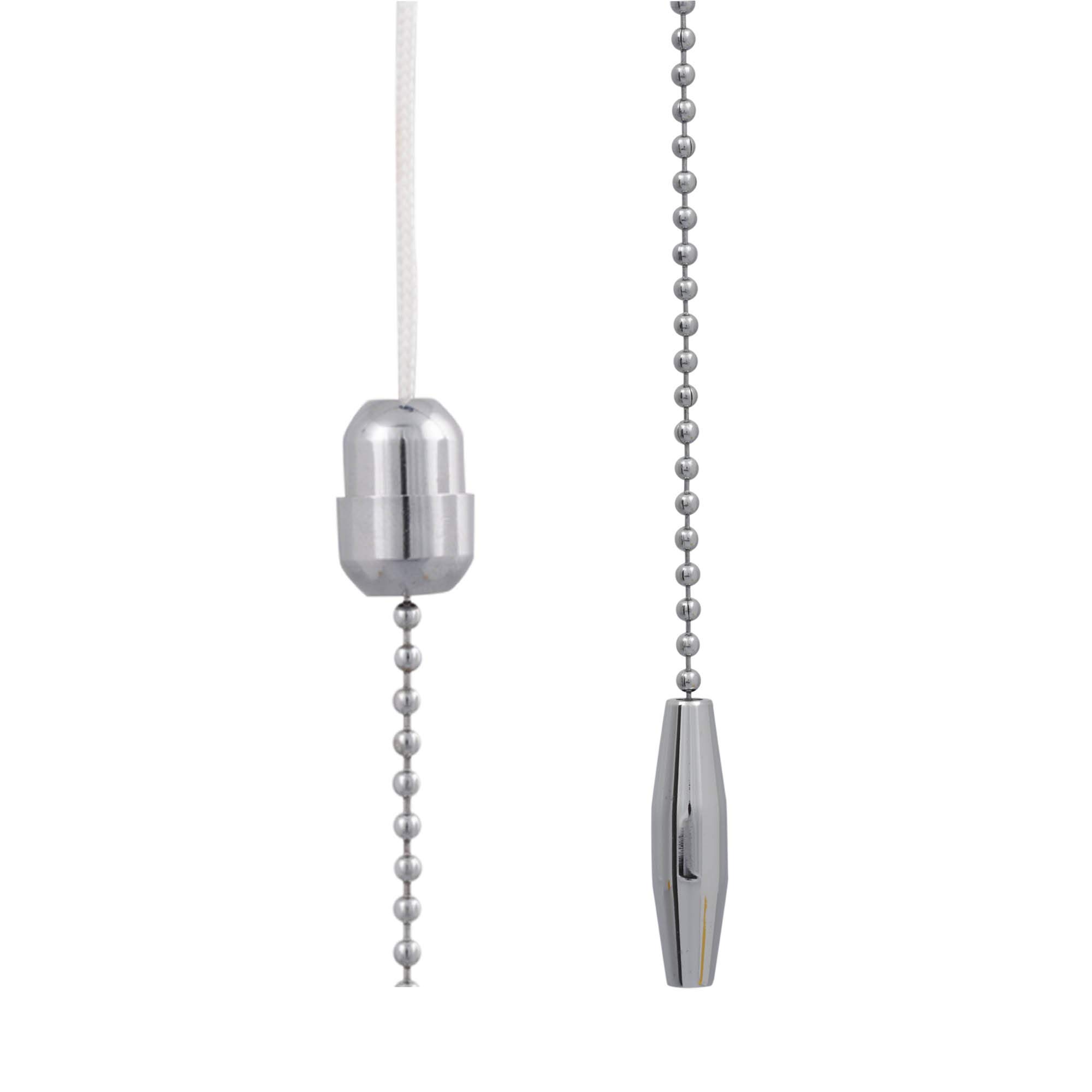 Elektek Chrome Double Taper Chrome Bathroom Light Pull Fob Chain Cord Double Taper 35X10mm With 80Cm Matching Chain