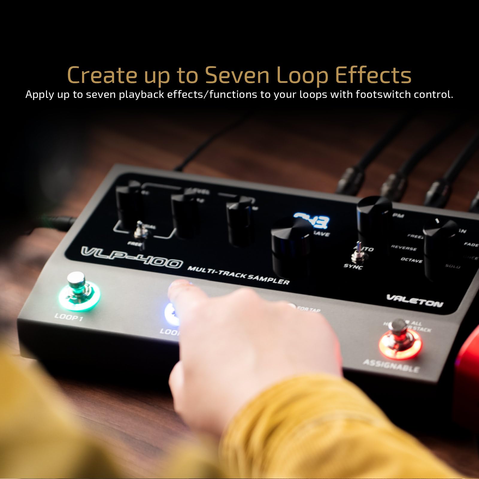 VALETON Pedale Looper Stereo a Doppia Traccia con Macchina a Tamburo Automatica, 7 Effetti di Loop, 99 Memorie di Progetti, Compatibilità MIDI/CTRL per Chitarra, Basso, Tastiera, Voce VLP-400