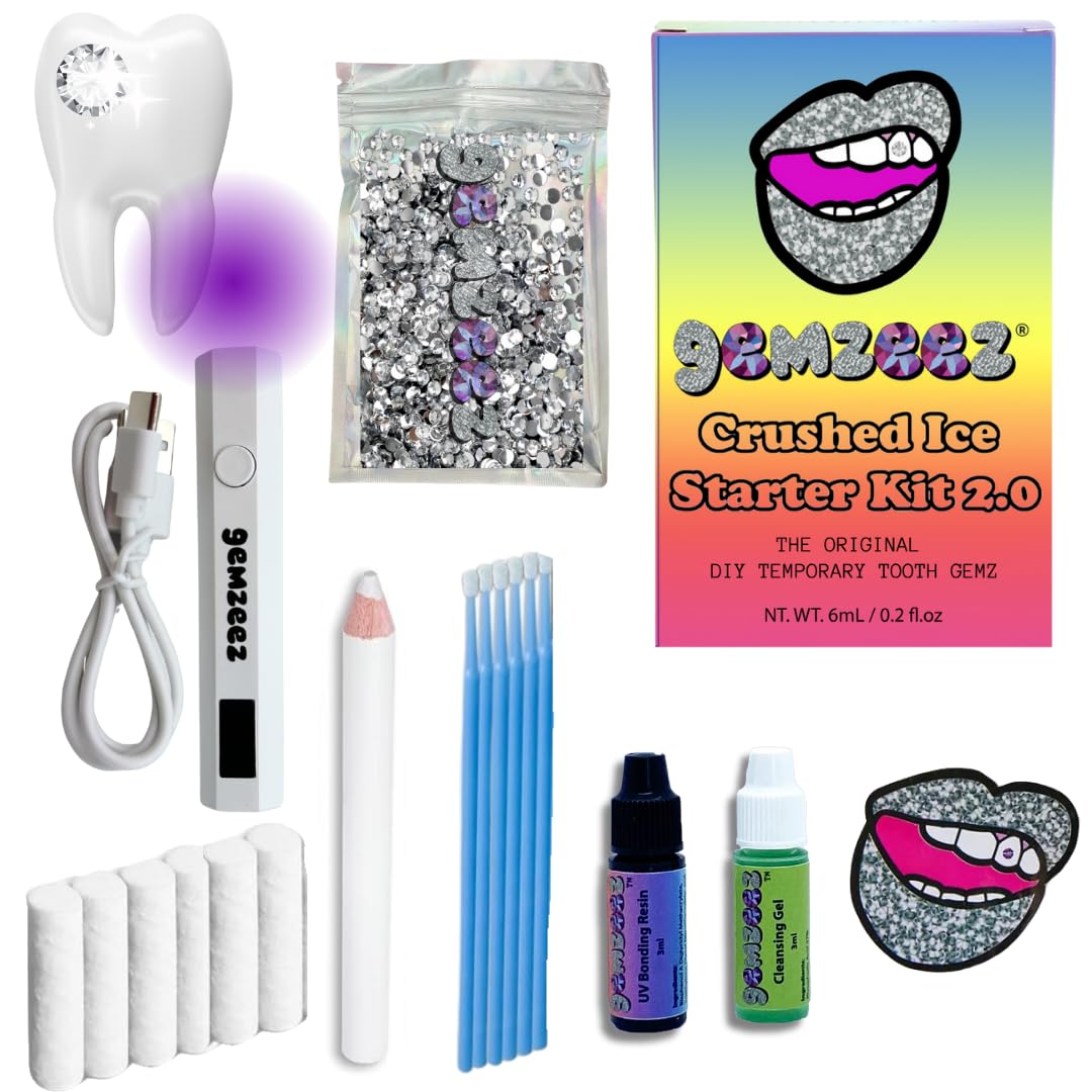 Gemzeez Original DIY Tooth Gemz Starter Kit – Temporary Cosmetic Crystal Gems for a Sparkling Smile – Easy At-Home Application