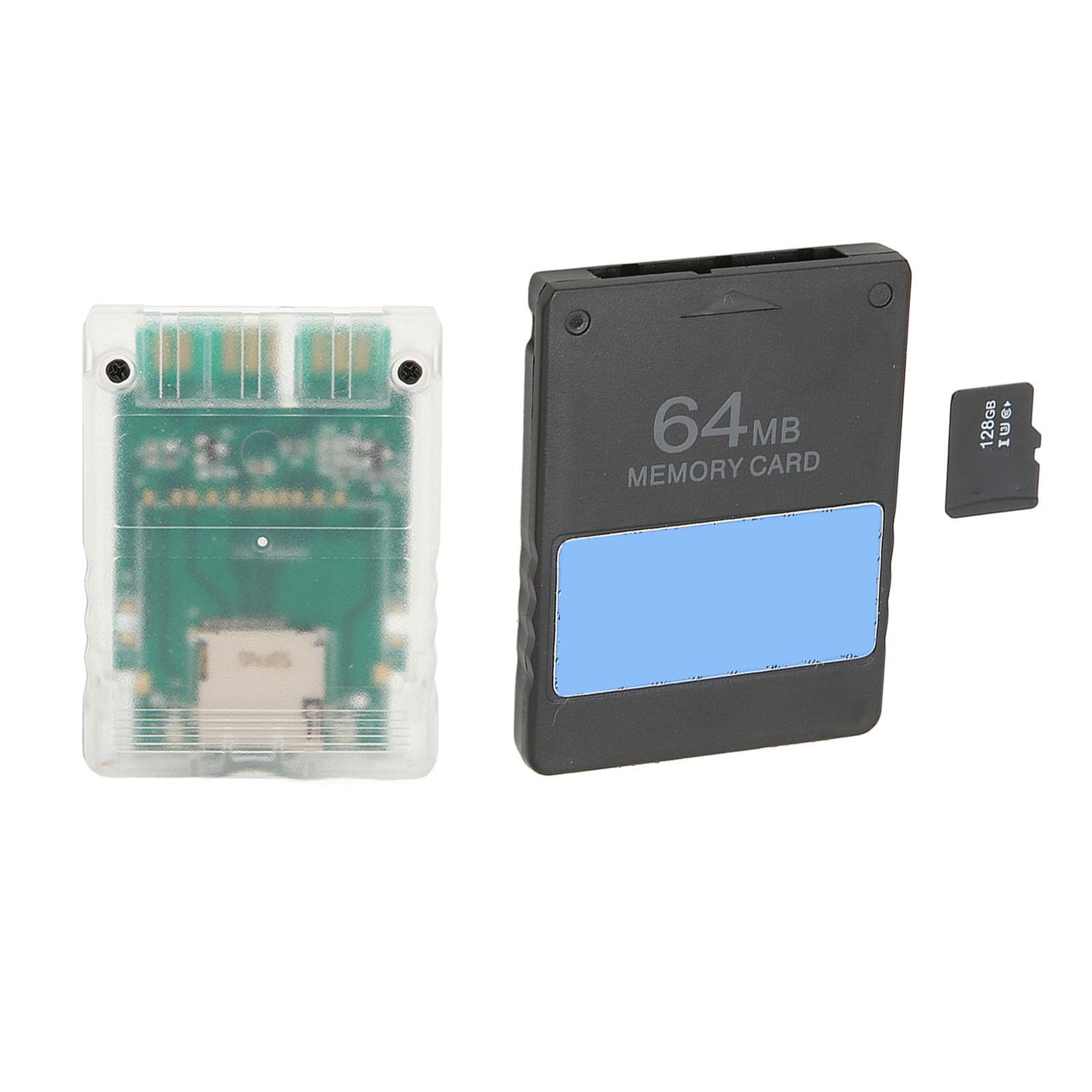 Adaptador de Lector de Tarjetas, Plug and Play Lector de Tarjetas de Memoria Profesional Clear White Universal con Tarjeta de Memoria 128G 64MB FMCBV1.966 Tarjeta para Consolas