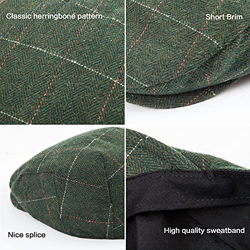 Image of 2-Pack Adjustable Newsboy Hats for Men Flat Cap Irish Wool Blend Tweed