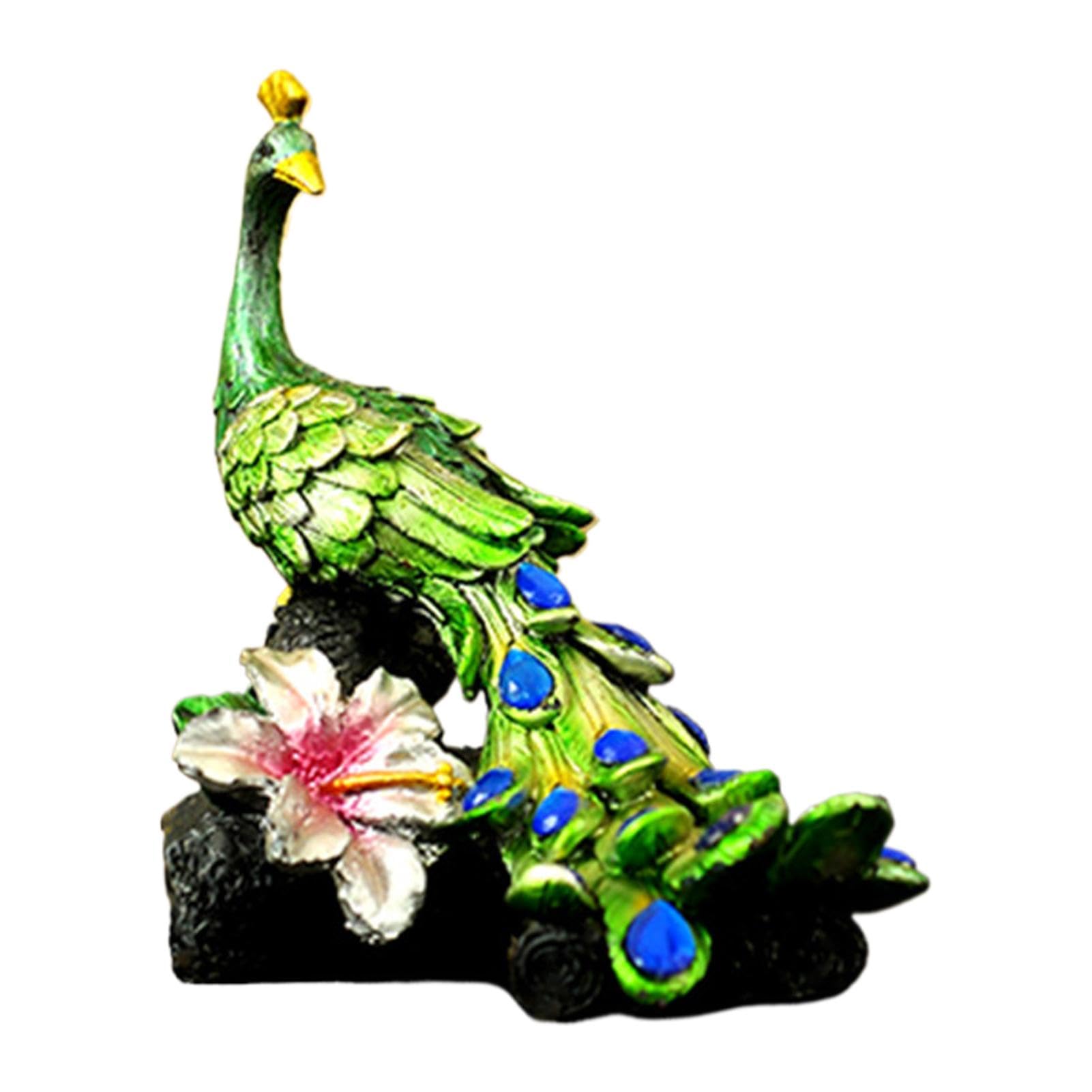QuaeetyuPeacocks Desk Decor | Small Peacocks Figurine | Peacocks Sculpture for Desk | Resin Peacocks Statue, Metal Peacocks Figurine, Crystal Peacocks Ornament, Modern Peacocks Desk Art