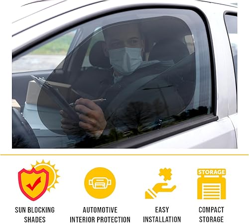 Miniatura 3 de Zone Tech Parasol para ventana lateral que se adhiere al sol paquete de 2 unidades de malla de alta calidad para automóvil no necesita ventosas