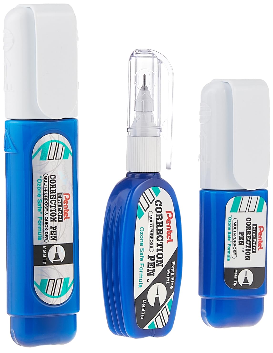 Pentel Quick Dry Correction Pen 3 Piece Set, White