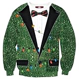 Herberton Hässliche Weihnachtspullover Herren Unisex Lustiger Pullover Sweater 3D-Grafikdruck Urlaubspullover Unpassend Blau M