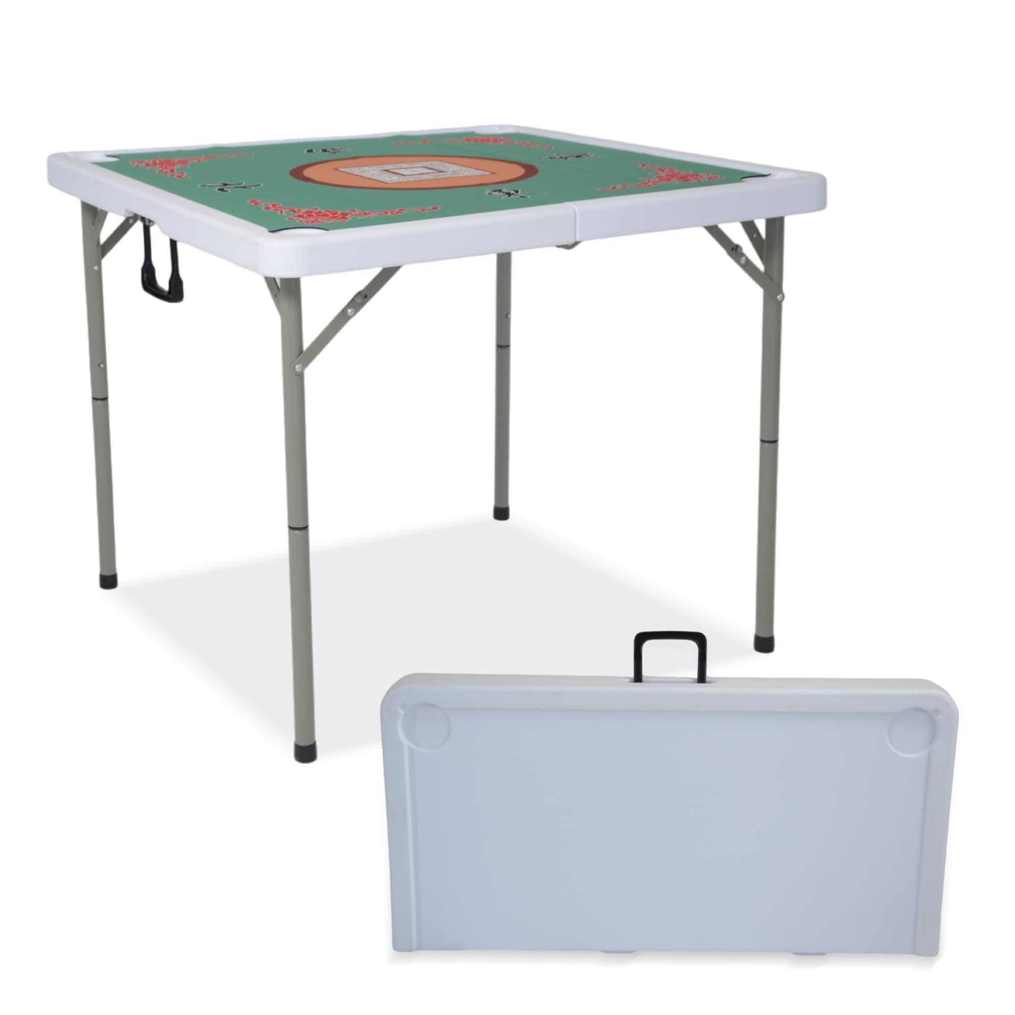 Photo 1 of ***NORMAL FOLDING WHITE TABLE***
GlowitLian 35" Square Mahjong Table, 4 Player Portable Folding Card Table with Green Tabletop & 4 Cup Holders, Durable HDPE Material, Removable Legs for Easy Storage, White