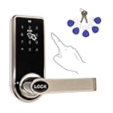 ETEKJOY Electronic Door Lock 3-in-1 Password RFID Card/Tag Hidden Keyhole Digital Touchscreen Keypad Left/Right Lever Reversible Handle Keyless Smart Auto Lock