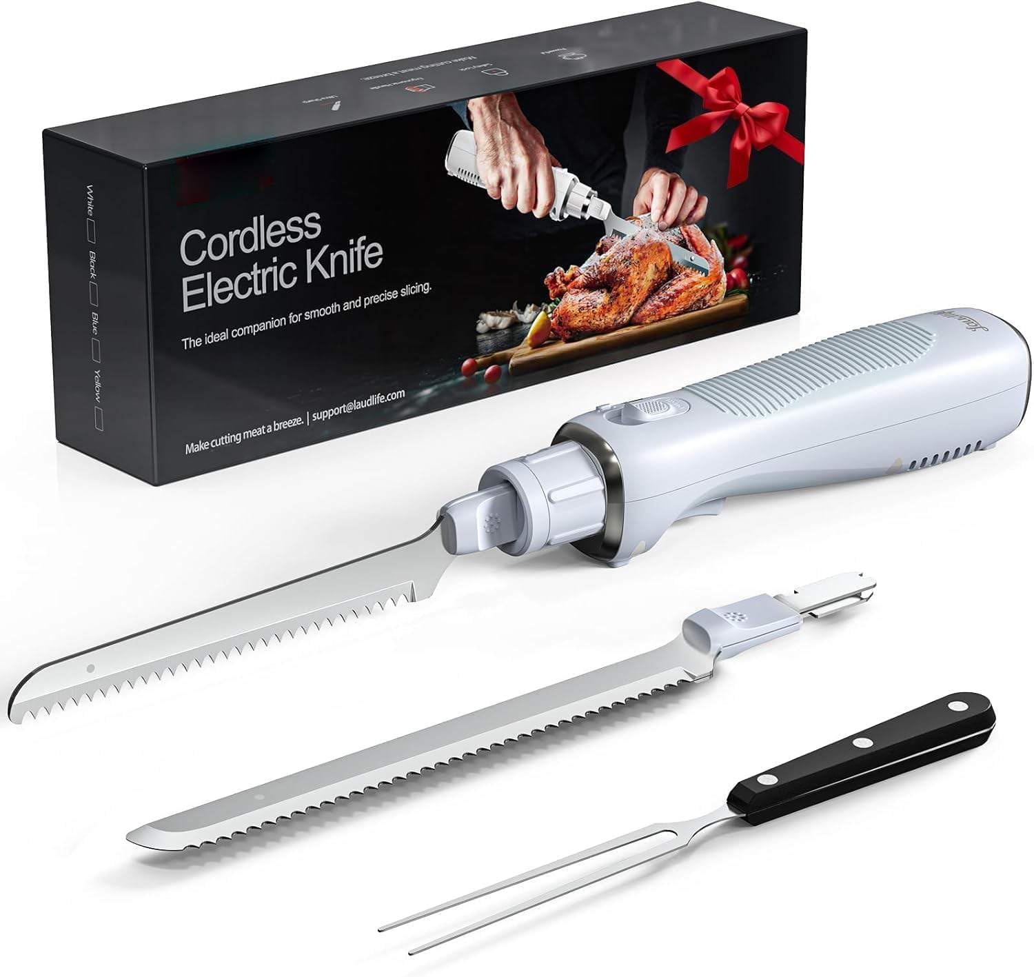 Keenstone Cuchillo eléctrico cable, cuchillo de sierra para tortugo, carne, filete de pescado y pan, diseño ergonómico con cómoda empuñadura - recargable USB-C, corte fácil
