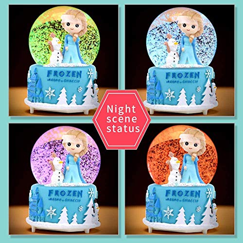 Snow Globe With Music For Kids , Vecu 3.5 Inch Little Girl Llluminated Automatic Snow Home Decor For Girls Kids Gift, Musical, Resin/Glass (Style B) #TOP1