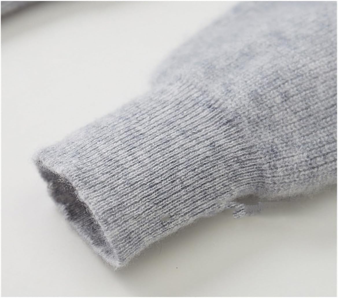 Men's Autumn Winter 100% Wool Cardigan Hooded Business Long Sleeve Knitted Sweater Thick Bottoming Coat