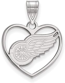 Detroit Red Wings Pendant in Heart (Sterling Silver)