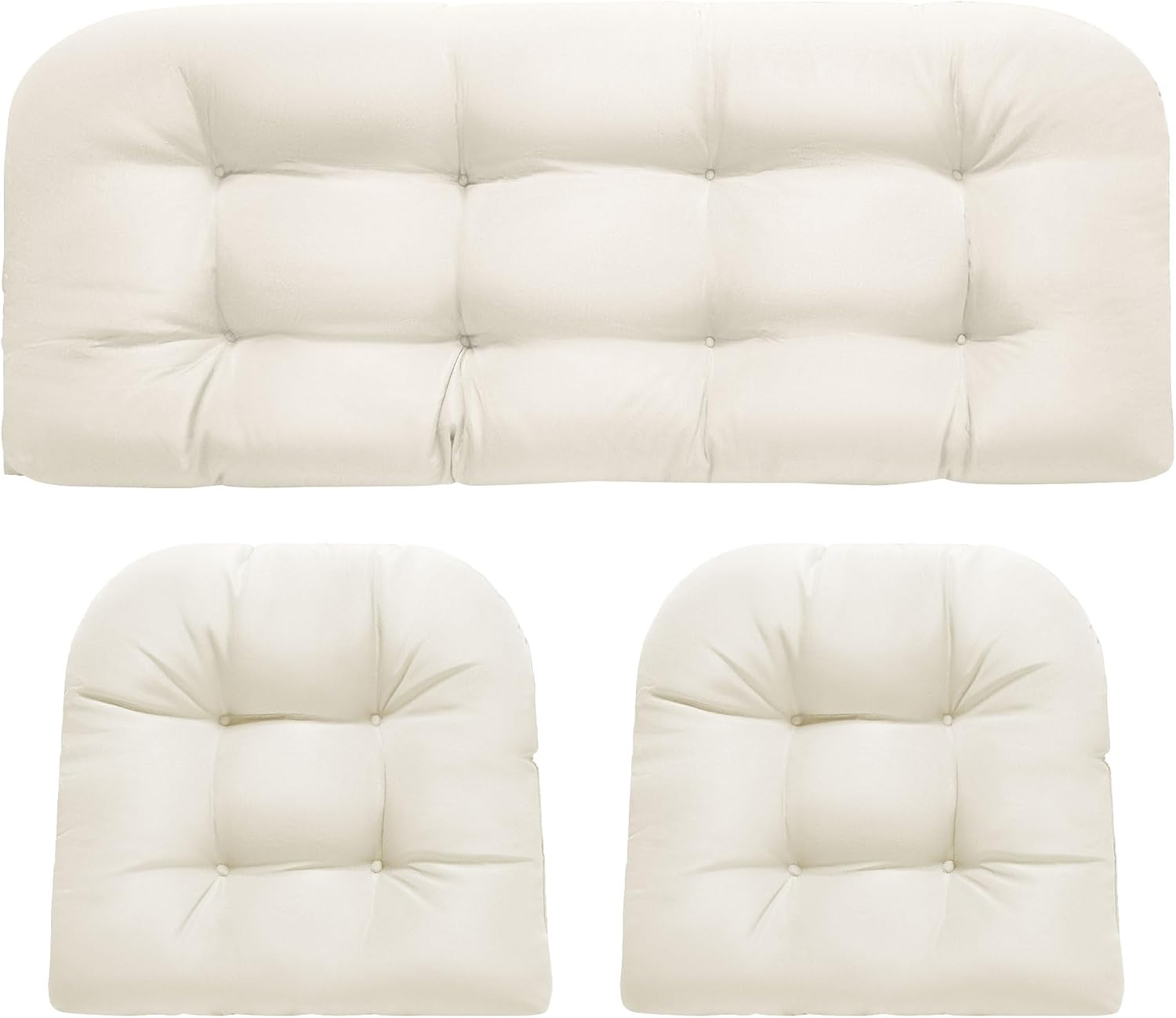 Photo 1 of Wicker Chair Cushions, Waterproof Outdoor Loveseat Cushions for Patio Furniture, 3 Pieces Wicker Furniture Cushions, 1 Loveseat and 2 U-Shaped Cushions, Cream