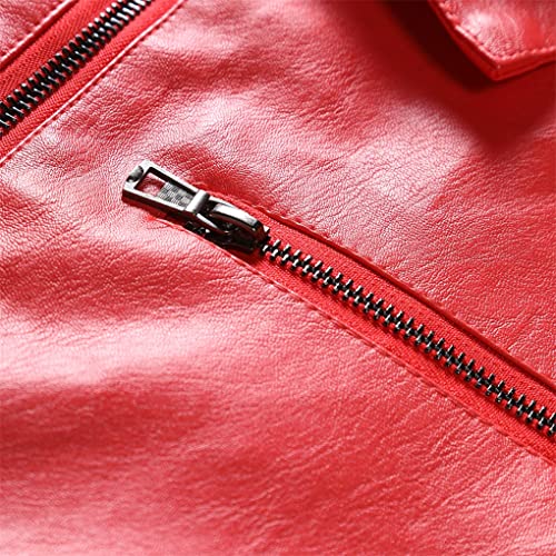 UIOKLMJH Men's Plus Size Lapel Zipper Leather Jacket Vintage Red Black Motorcycle Windbreaker Leather Jacket2