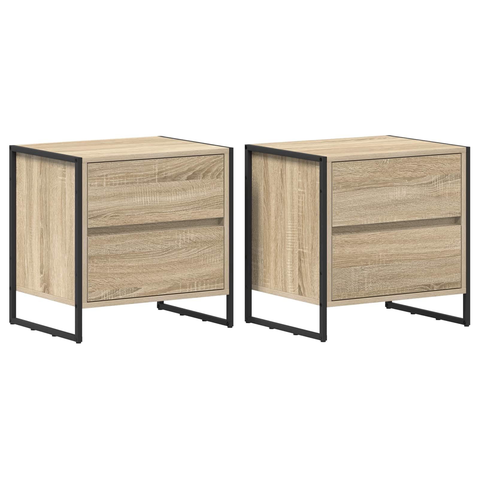 Table de chevet en bois d'ingénierie et acier robuste 50x39,5x50cm