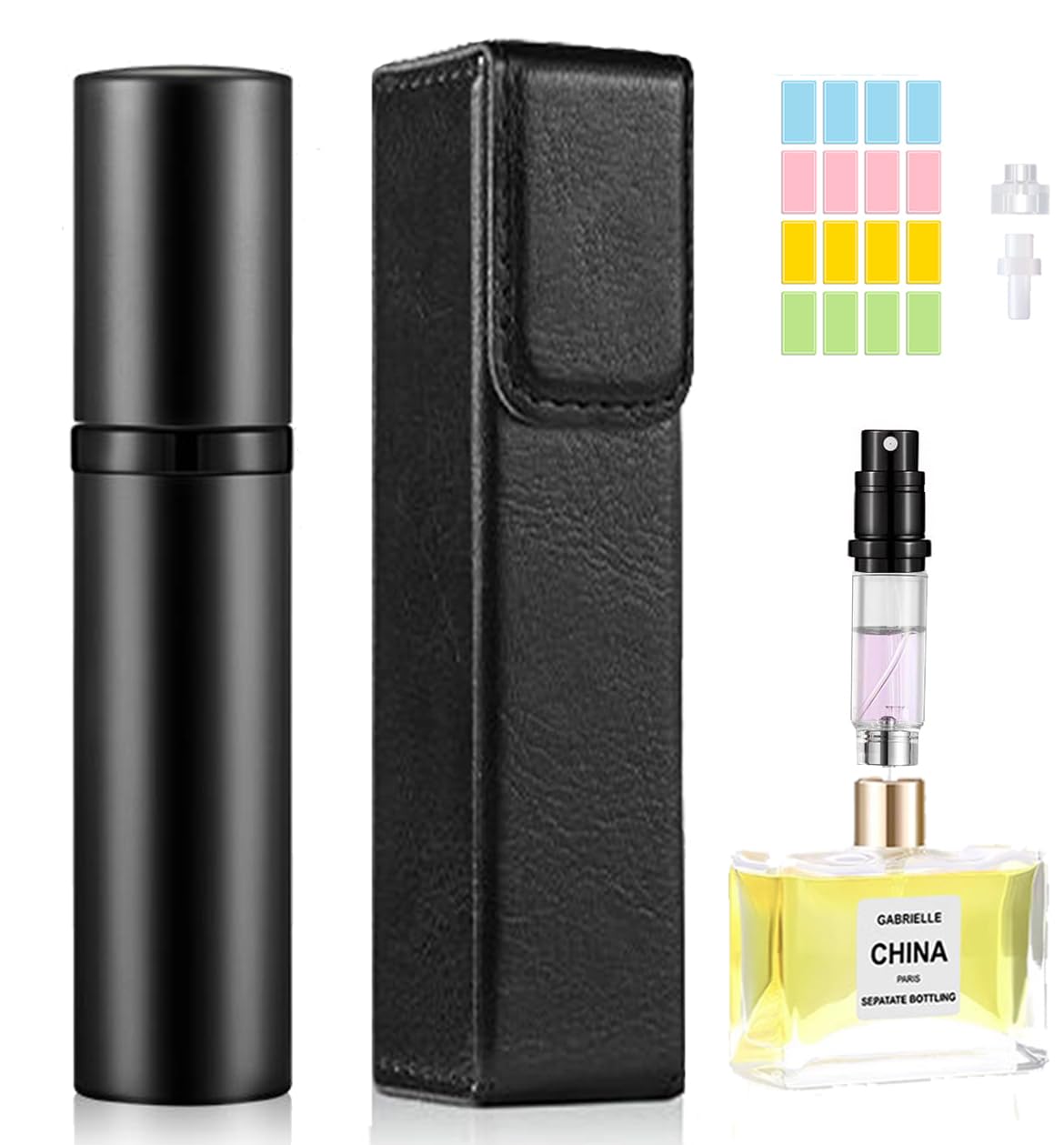 SixTmoonPerfume Travel Refillable Bottle,Perfumes Atomizer Bottle,Mini Cologne Dispenser, Portable Fragrances Sprayer Pocket Size Perfume Container for Women Men Cruise Trip Gift, 5ml (Black)