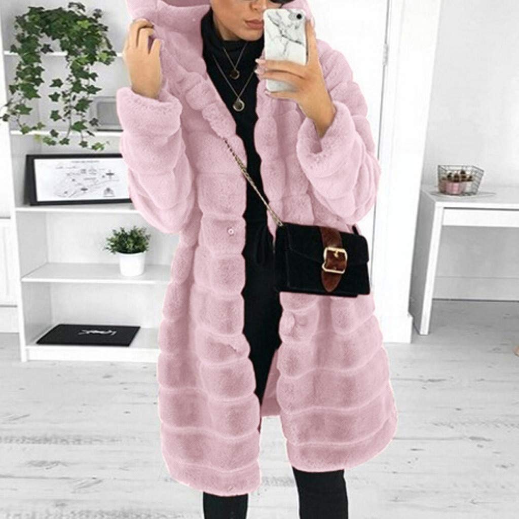 Giacca in pile da donna con cappuccio caldo – parka invernale giacca di peluche elegante Teddy giacca in pile fuzzy giacche autunno e inverno cappotto cardigan donna lungo finta pelliccia