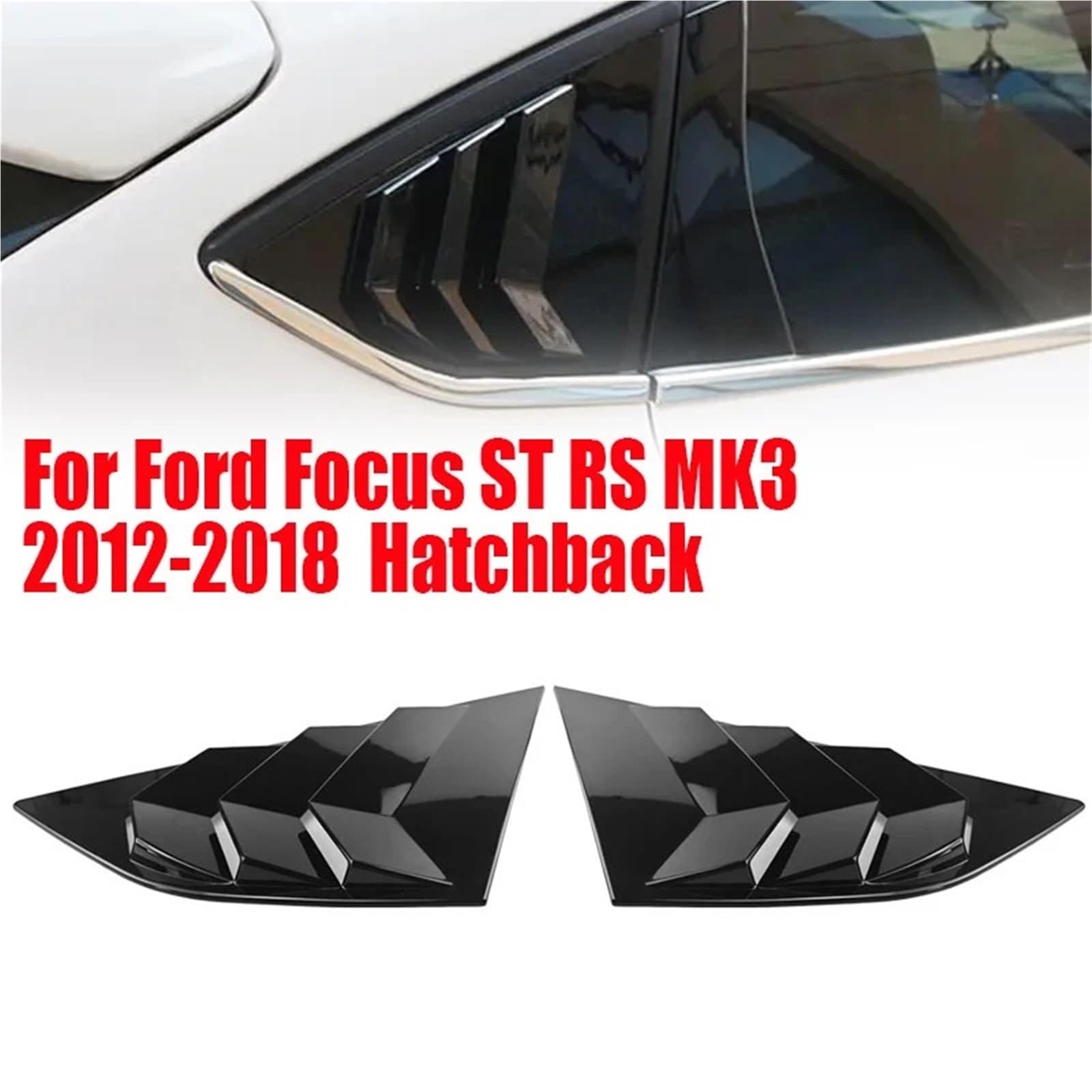 Spoiler Migawki Tylnej Szyby 2x Pasuje do Forda Focus ST RS MK3 Hatchback 2012-2018 Włókno węglowe Żaluzje na tylną szybę Boczne żaluzje wylotowe Osłona żaluzji tylnej szyby