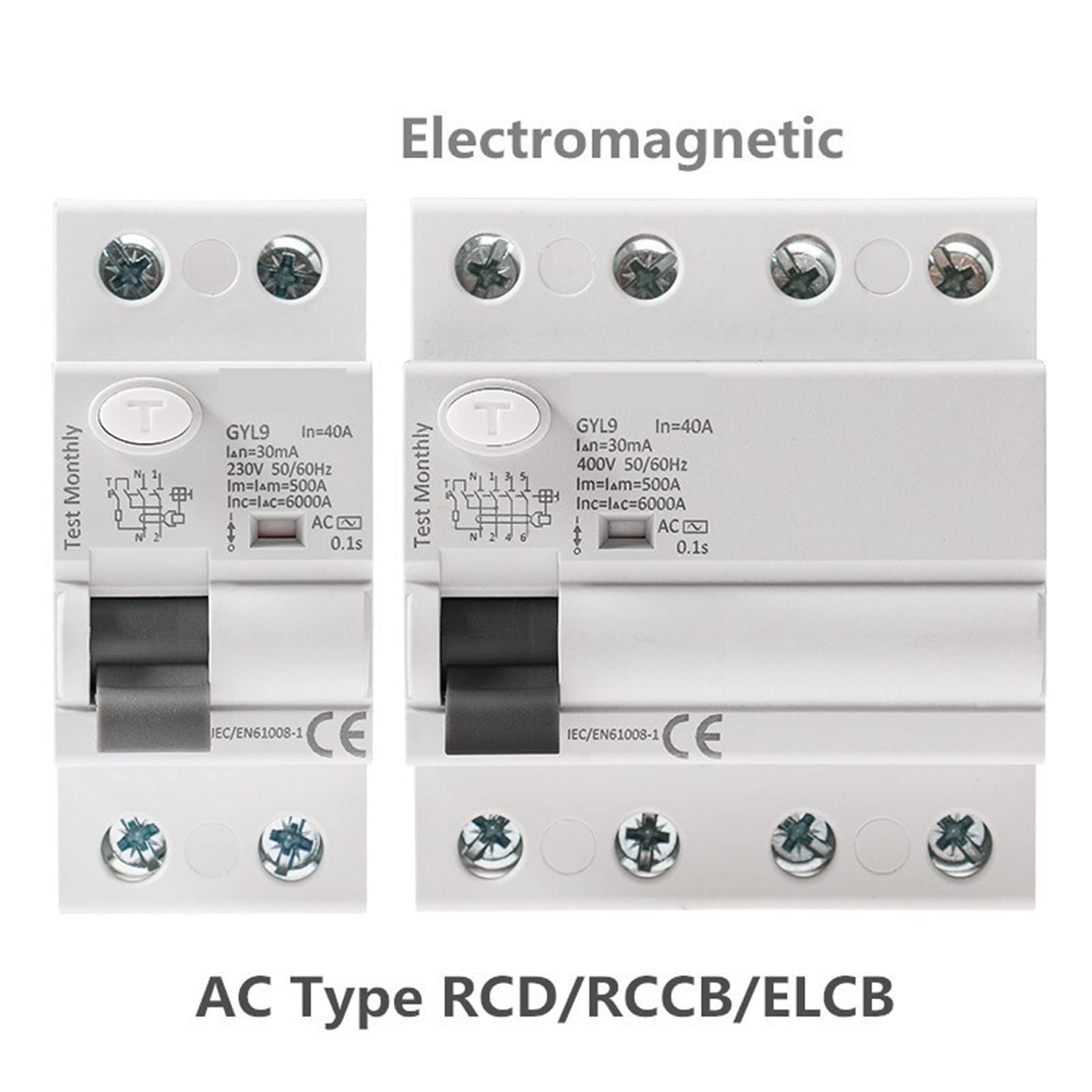 GYL9 AC typ RCCB elektromagnetyczny wyłącznik różnicowoprądowy AC ELCB 2-biegunowy 25 A 40 A 63 A 80 A 100 A RCD 30 mA 300 1 sztuka (2P 40A, 30mA)