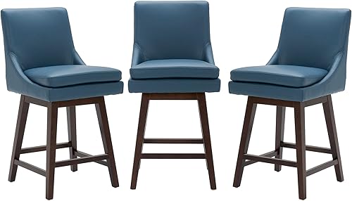 Miniatura 17 de CHITA Taburete de bar giratorio de altura de mostrador, taburete de bar tapizado, altura del asiento de 26.8 pulgadas de alto, piel sintética en