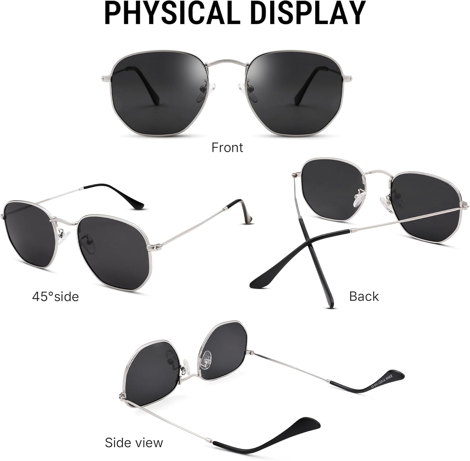 Pro Acme Polarized Hexagon Sunglasses for Women Men Square Metal Frame UV Protection for Driving Outdoor - Image 3