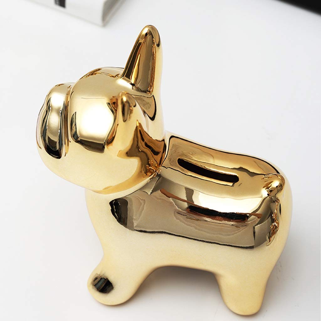 skrzynka na pieniądze, Creative Piggy Bank Ceramic Bulldog Coin Home Decoration Kids' Money Banks(Silver)