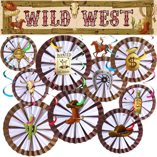 Roues de chariot et éventails cowboy | Décorations Wild West