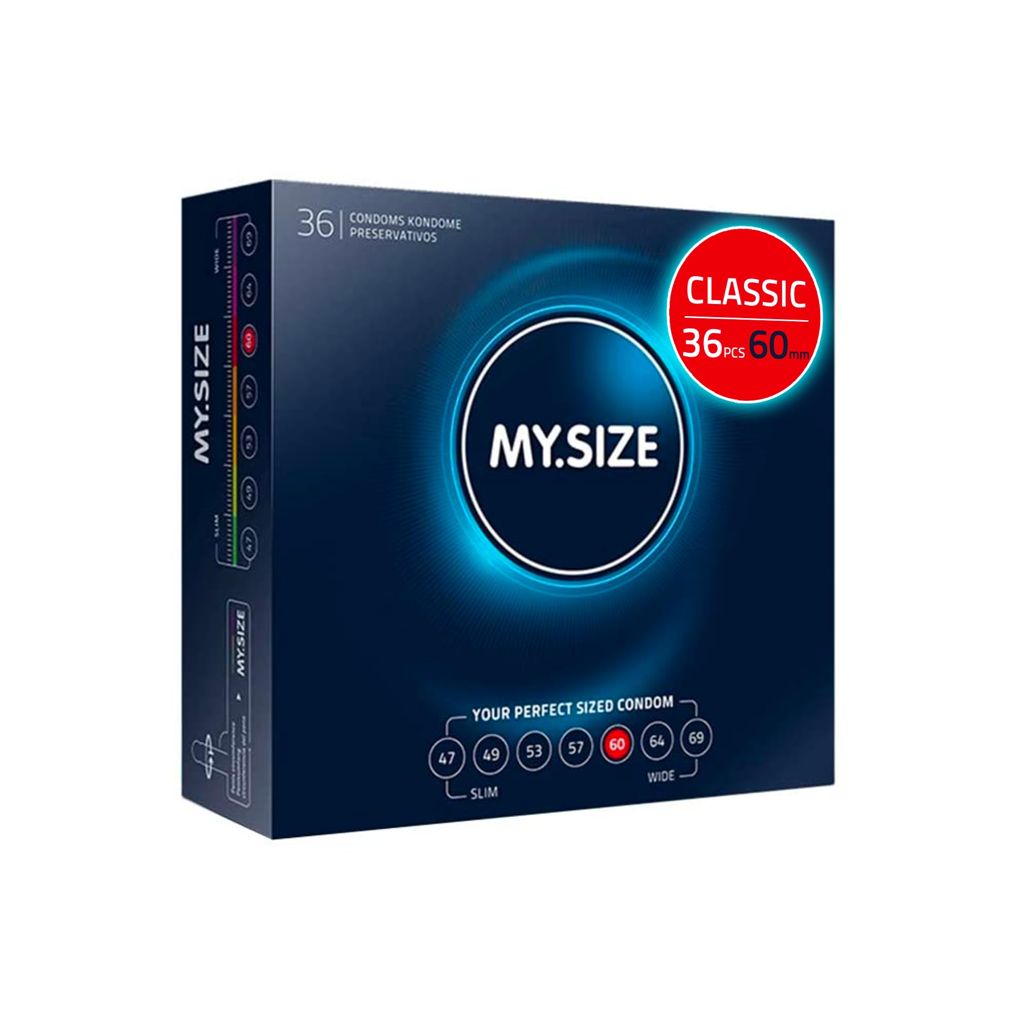MY.SIZE Classic Preservatifs taille 5 I 60 mm de large I 36 pieces en vrac I premium extra...
