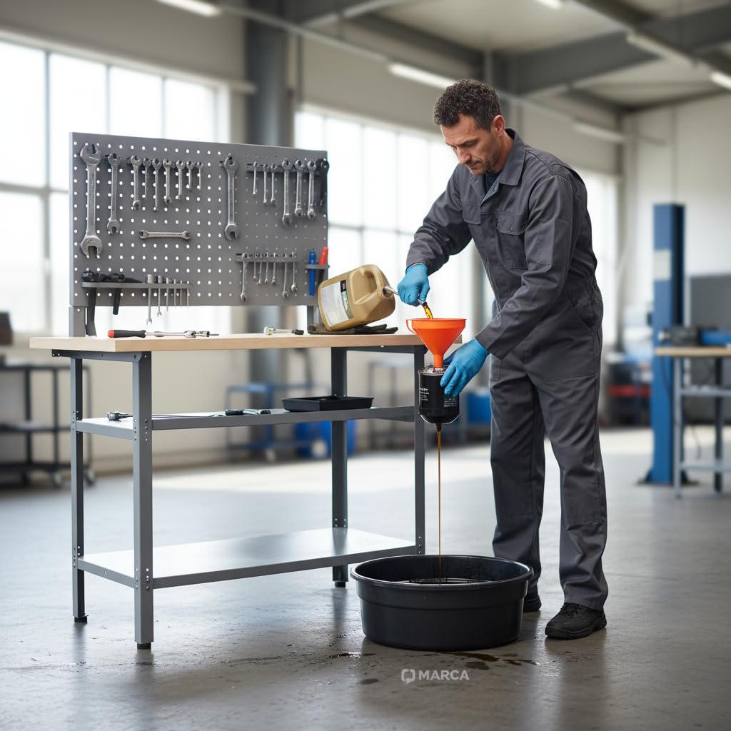 METALLMOBELL - Etabli Atelier Garage | 120x60x84cm, avec Étagères et Pieds Réglables | Table de Travail Bricolage, Établi Atelier, Meuble Garage - MB008G-N