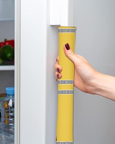 Miniatura 2 de Juego de 2 fundas para manijas de puerta de refrigerador amarillas y negras para lavavajillas, microondas, horno, nevera, estufa, electrodomésticos,