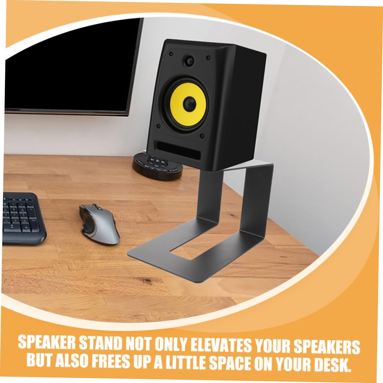 2pcs Metal Desktop Speaker Stands Bracket for Monitor Speakers Stable Holder for Computer and Bookshelf Stylish Design for Enhanced Audio