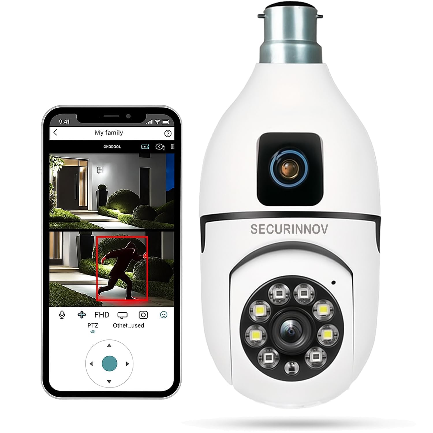 4MP/8MP Dual Lens WiFi CCTV Camera for Home | Full HD | Color Night Vision | Motion Detection | Two Way Audio | Wireless Home Security Camera with Mobile App V380 Pro (Dual Lens Light Bulb)-image-40